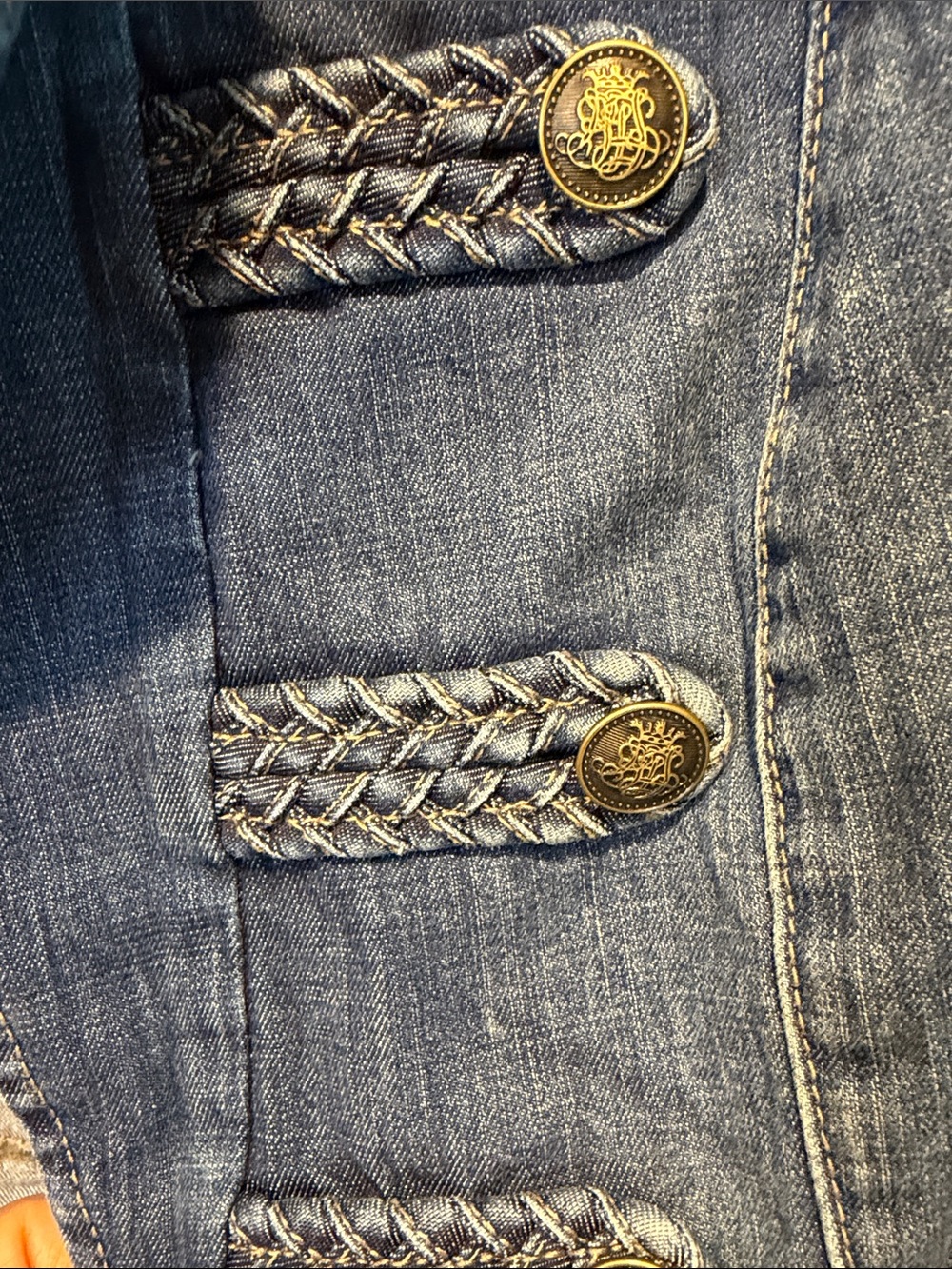 CHICOS Denim Military-Style Jacket - Blue - Picture 9 of 12